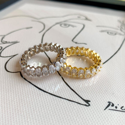 [Max Jewelry ]Ornate Oval Cut Tennis Ring