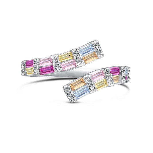 [Max Jewelry ]Charming Colorful Radiant Cut Adjustable Daily Ring