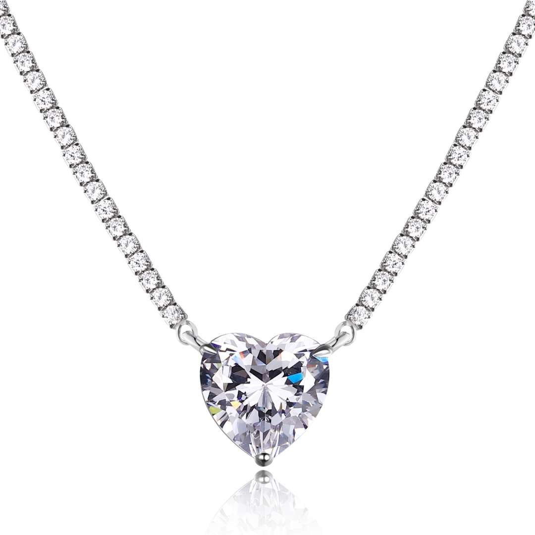 [Max Jewelry ]8.0 Carat Versatile Colorful Sweet Heart-Shaped Tennis Necklace