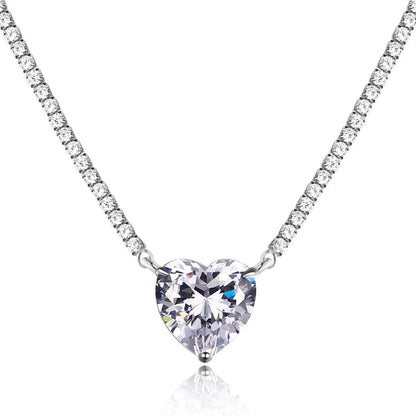 [Max Jewelry ]8.0 Carat Versatile Colorful Sweet Heart-Shaped Tennis Necklace
