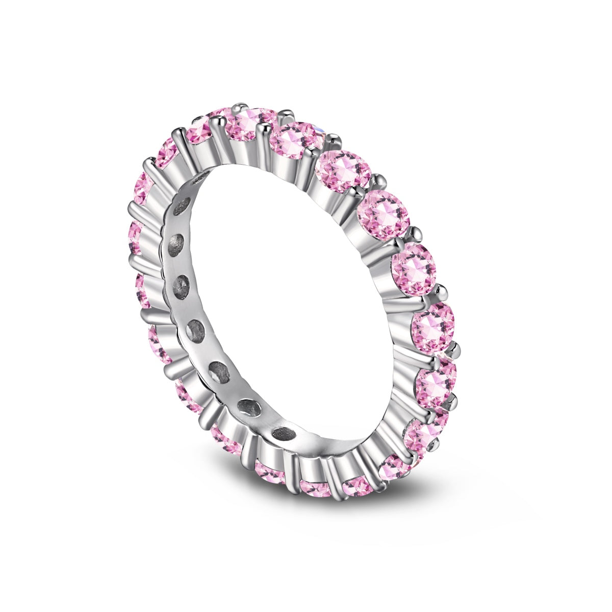 [Max Jewelry ]Sparkling Round Cut Tennis Ring