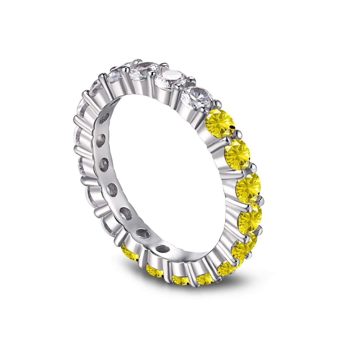 [Max Jewelry ]Sparkling Round Cut Tennis Ring