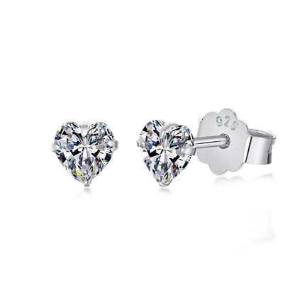 [Max Jewelry ]Sparkling Heart Shaped Simple Earrings
