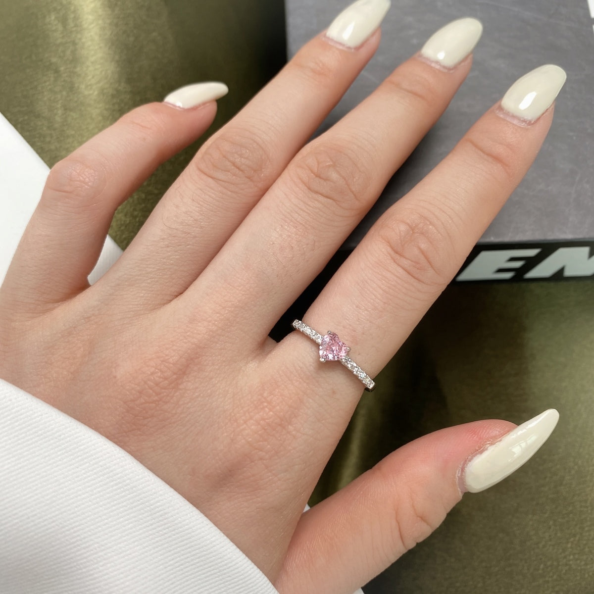 [Max Jewelry ]0.5 Carat CaratEternity Charming Heart Shape Lover Ring