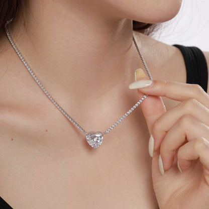 [Max Jewelry ]8.0 Carat Versatile Colorful Sweet Heart-Shaped Tennis Necklace