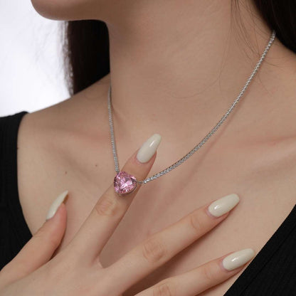 [Max Jewelry ]8.0 Carat Versatile Colorful Sweet Heart-Shaped Tennis Necklace