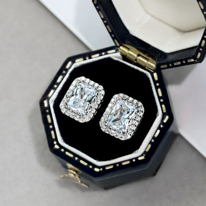 [Max Jewelry ]1.0 Carat Luxurious Dainty Emerald Cut Daily Earrings