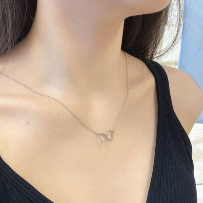 [Max Jewelry ]Sterling Silver Love Double Ring Necklace