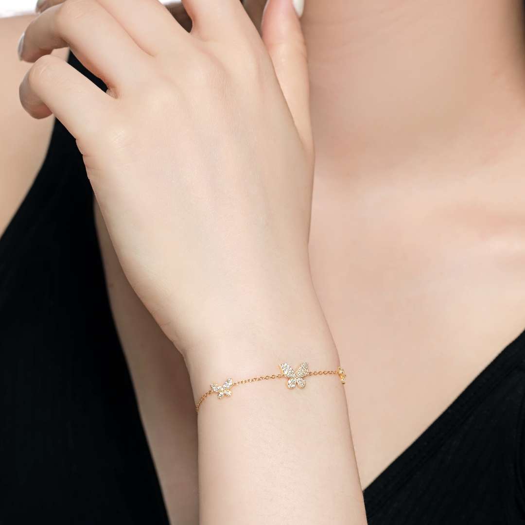 [Max Jewelry ]Delicate Butterfly Pendant Bracelet