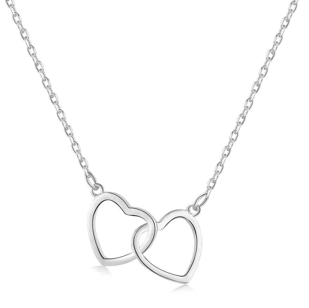 [Max Jewelry ]Sterling Silver Love Double Ring Necklace