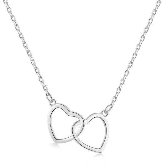 [Max Jewelry ]Sterling Silver Love Double Ring Necklace
