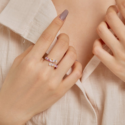 [Max Jewelry ]Charming Colorful Radiant Cut Adjustable Daily Ring
