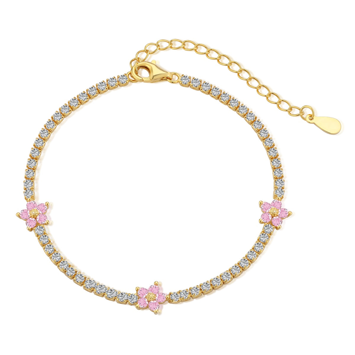 [Max Jewelry ]Sparkling Flower Shape Tennis Bracelet