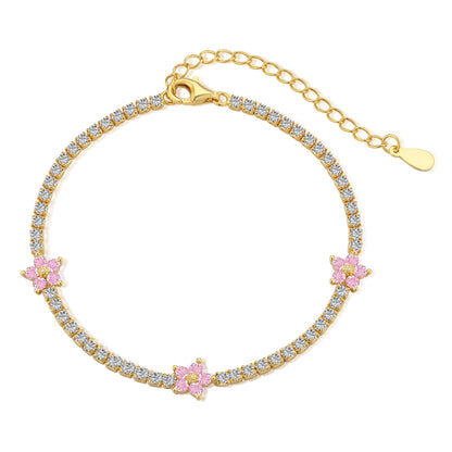 [Max Jewelry ]Sparkling Flower Shape Tennis Bracelet