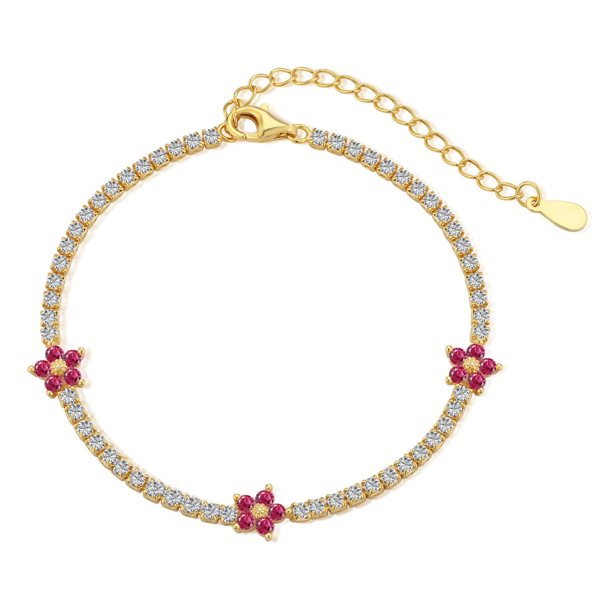 [Max Jewelry ]Sparkling Flower Shape Tennis Bracelet