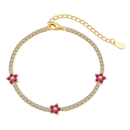 [Max Jewelry ]Sparkling Flower Shape Tennis Bracelet