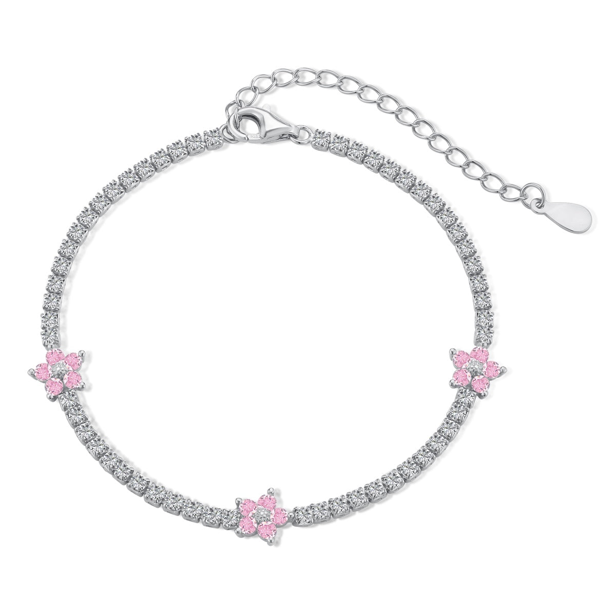 [Max Jewelry ]Sparkling Flower Shape Tennis Bracelet
