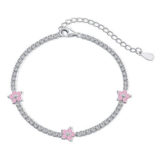 [Max Jewelry ]Sparkling Flower Shape Tennis Bracelet
