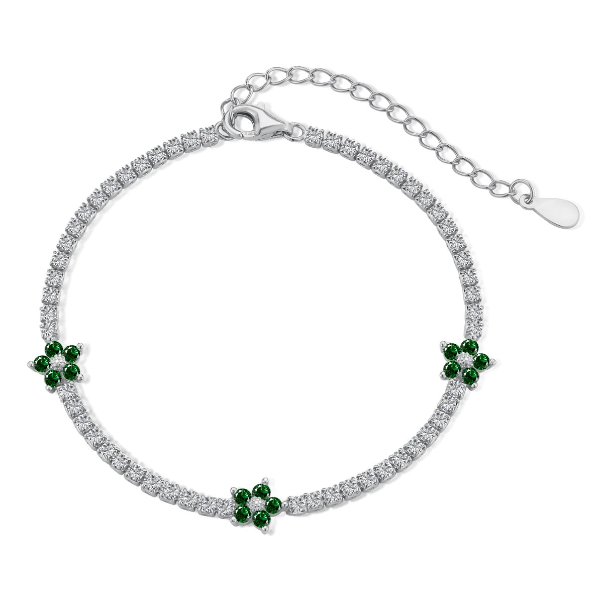 [Max Jewelry ]Sparkling Flower Shape Tennis Bracelet