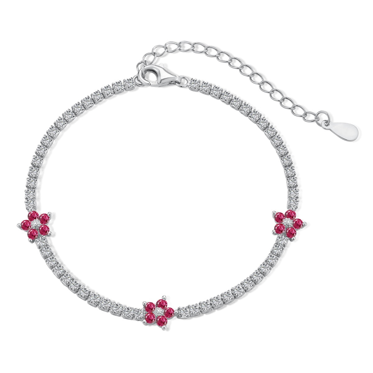 [Max Jewelry ]Sparkling Flower Shape Tennis Bracelet