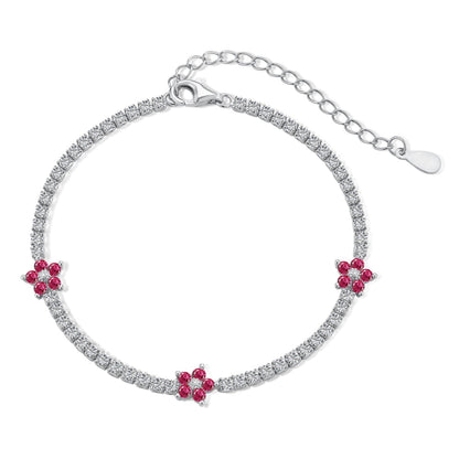 [Max Jewelry ]Sparkling Flower Shape Tennis Bracelet