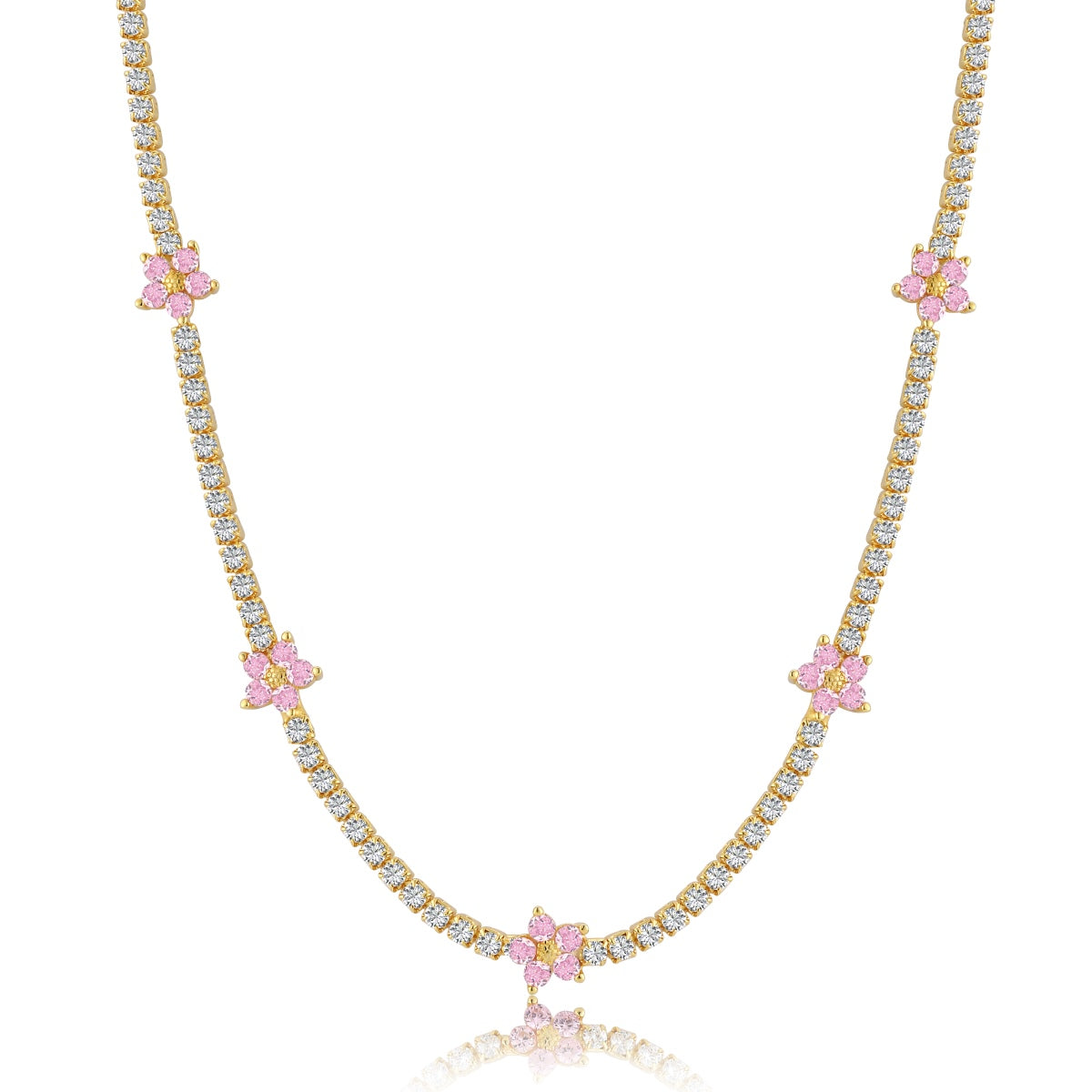 [Max Jewelry ]Luxurious Colorful Flower Tennis Necklace