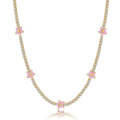 [Max Jewelry ]Luxurious Colorful Flower Tennis Necklace