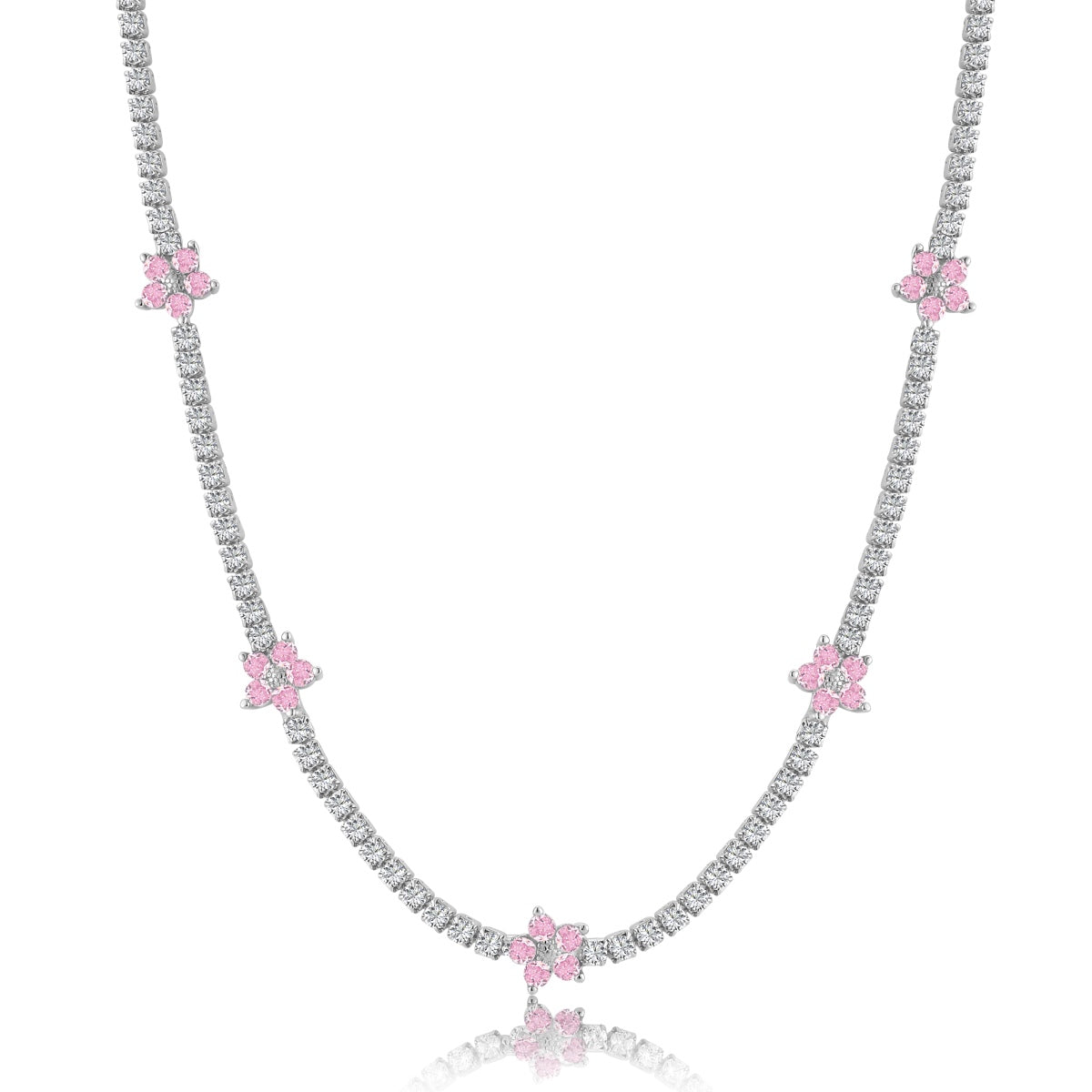 [Max Jewelry ]Luxurious Colorful Flower Tennis Necklace
