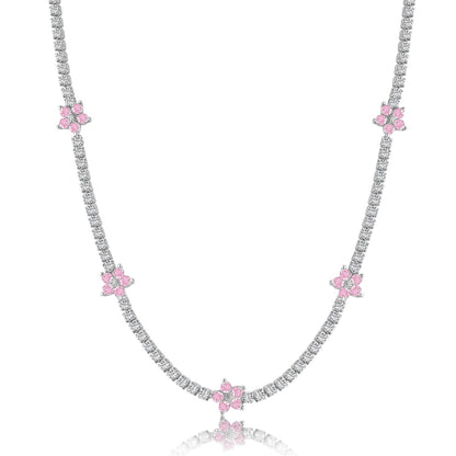 [Max Jewelry ]Luxurious Colorful Flower Tennis Necklace