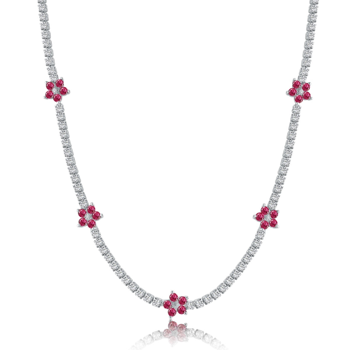 [Max Jewelry ]Luxurious Colorful Flower Tennis Necklace