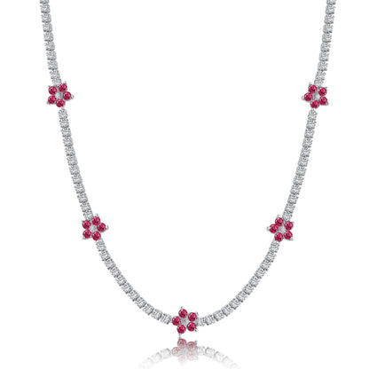 [Max Jewelry ]Luxurious Colorful Flower Tennis Necklace