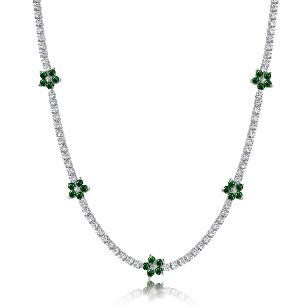 [Max Jewelry ]Luxurious Colorful Flower Tennis Necklace