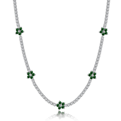 [Max Jewelry ]Luxurious Colorful Flower Tennis Necklace