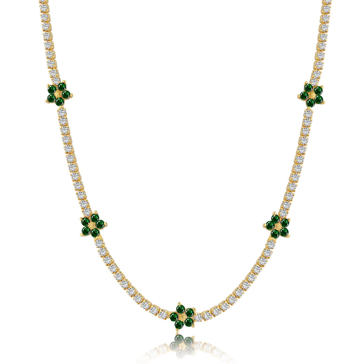 [Max Jewelry ]Luxurious Colorful Flower Tennis Necklace