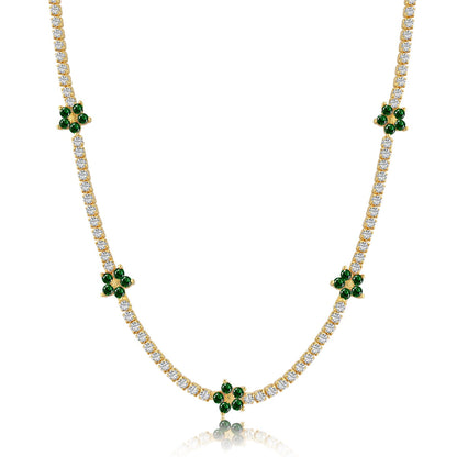 [Max Jewelry ]Luxurious Colorful Flower Tennis Necklace