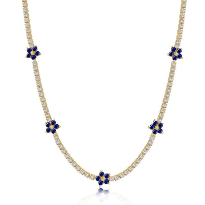 [Max Jewelry ]Luxurious Colorful Flower Tennis Necklace