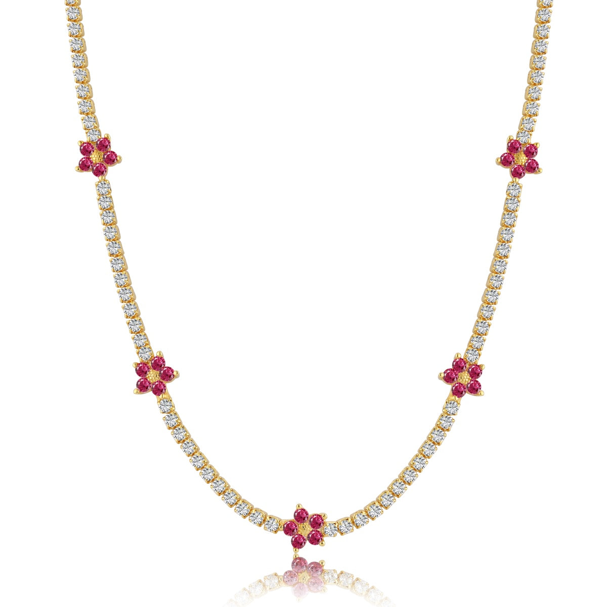 [Max Jewelry ]Luxurious Colorful Flower Tennis Necklace