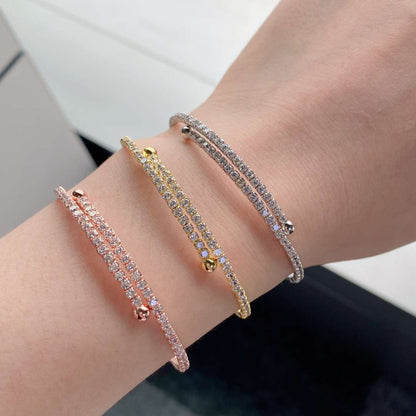 [Max Jewelry ]Row of Diamonds Round Fashion Bracelet