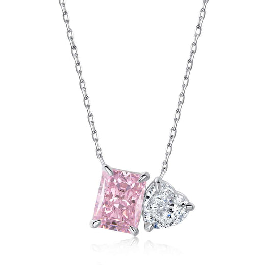 [Max Jewelry ]Dazzling Square & Heart Shape Necklace