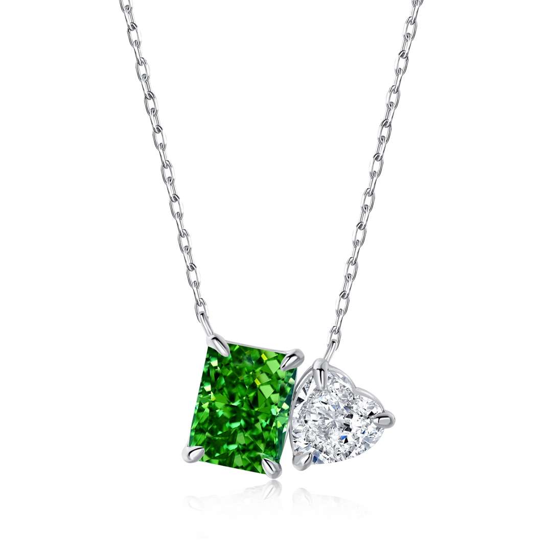 [Max Jewelry ]Dazzling Square & Heart Shape Necklace