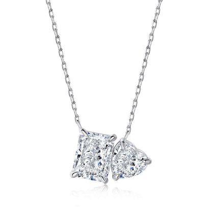 [Max Jewelry ]Dazzling Square & Heart Shape Necklace