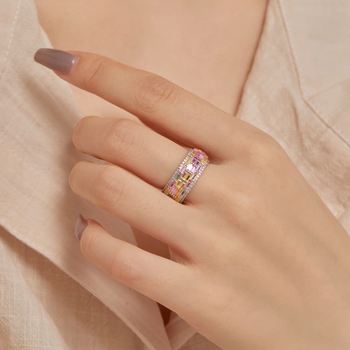 [Max Jewelry ]Radiant Colorful Radiant Cut Daily Ring