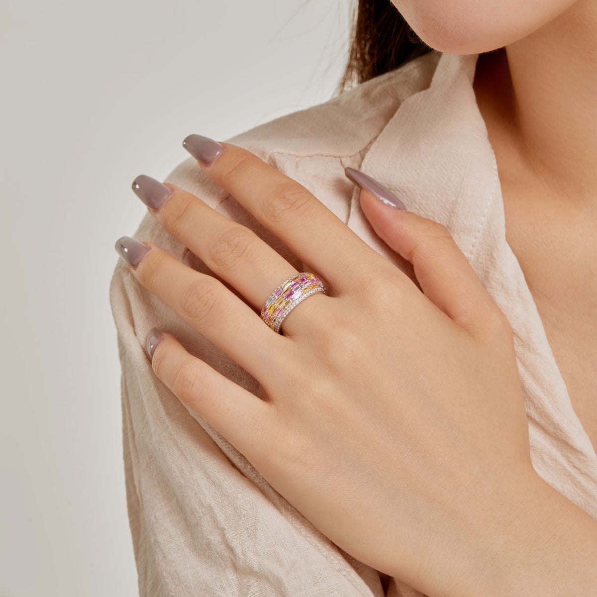 [Max Jewelry ]Radiant Colorful Radiant Cut Daily Ring
