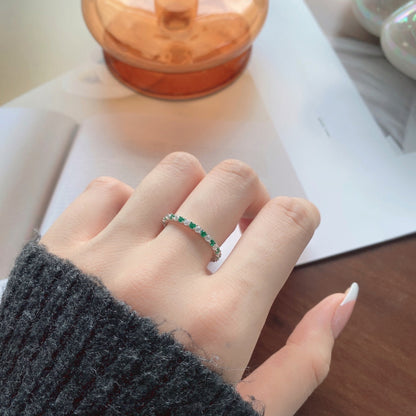 [Max Jewelry ]Exquisite Colorful Round Cut Tennis Ring