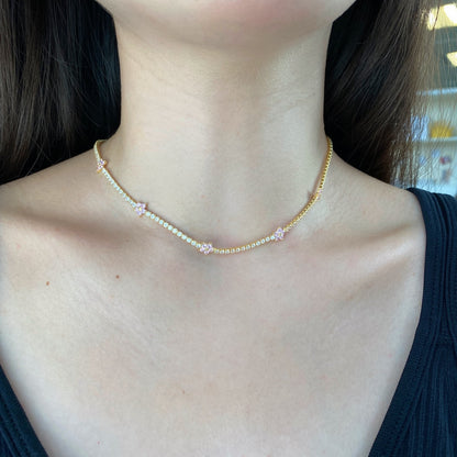 [Max Jewelry ]Luxurious Colorful Flower Tennis Necklace