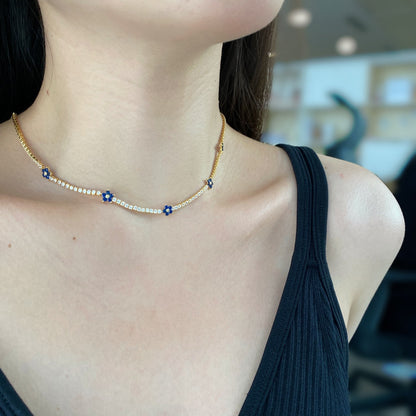 [Max Jewelry ]Luxurious Colorful Flower Tennis Necklace