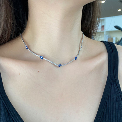 [Max Jewelry ]Luxurious Colorful Flower Tennis Necklace