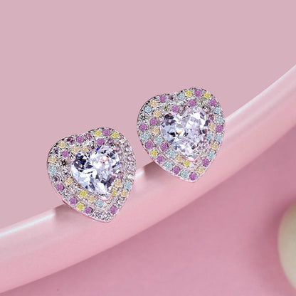 [Max Jewelry ]Dazzling Heart Shape Lover Earrings