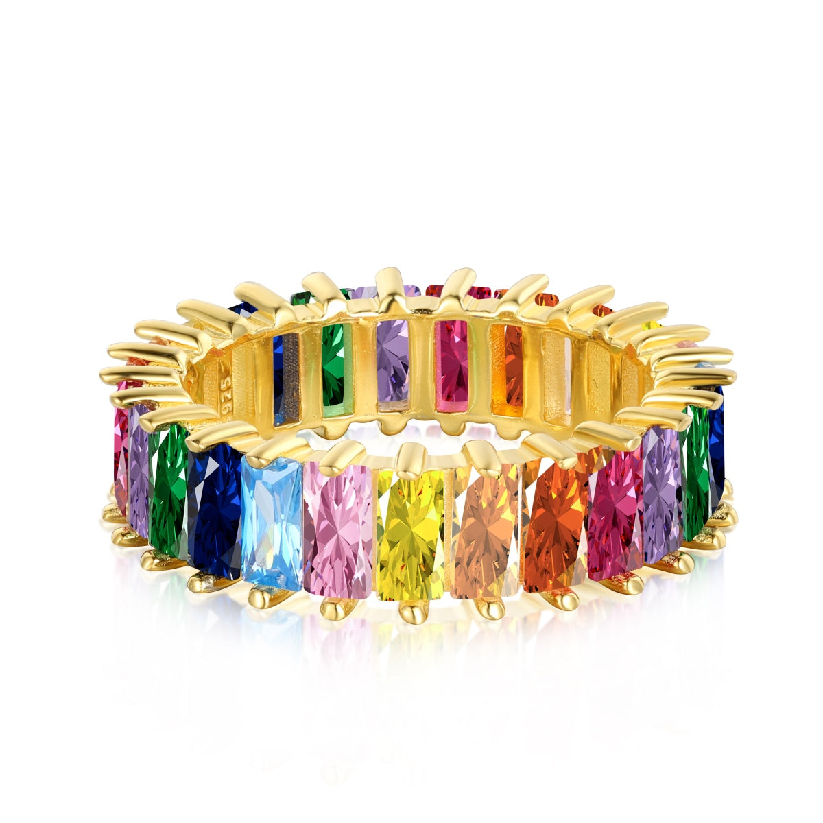 [Max Jewelry ]Unique Colorful Radiant Cut RIng