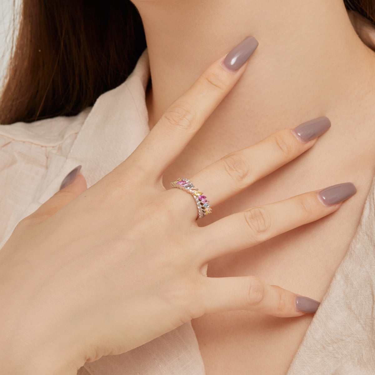 [Max Jewelry ]Unique Colorful Marquise Cut Daily Ring